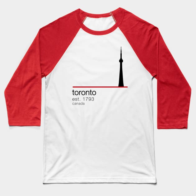 Toronto CN Tower Baseball T-Shirt by City HiStories